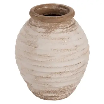 Vazo dekorative për dysheme PYDNA FH7939 terrakota, ngjyrë e bardhë-bezhë antike, Φ25x30H cm