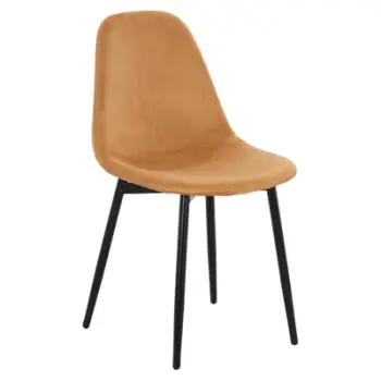 Karrige Leonardo Velvet Gold me këmbë metalike 45x47x87Y cm. ΗΜ00100.09, set prej 4 copë