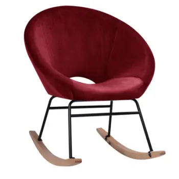 Karrige lëkundëse prej kadifeje, Paulina FH8399.06, e kuqe burgundy, 76x86x76 cm