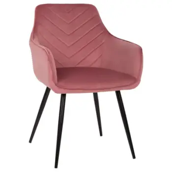 Karrige LATRELL FH8582.02 kadife rozë e zbehtë & këmbë metali të zeza 55x57x84Hcm., set prej 2 copash