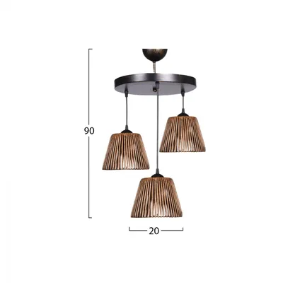 Llambë varëse për tavan, 3 drita, bronz, FH7481, 20x16x90 cm - 2