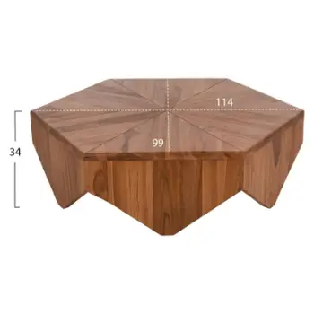 Tavolinë kafeje HEXAGON FH9790 dru tik natyral 114x99x34H cm