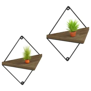 Rafta muri 2 copë set EVERLEIGH FH8951.11 metal i zi-melaminë natyrale 22x13x30Hcm