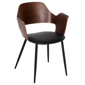 Karrige ngrënieje VELP FH9616.03 dru ngjyrë arre-PU e zezë-këmbë metali të zeza 55,5x50x79H cm., set prej 2 copë