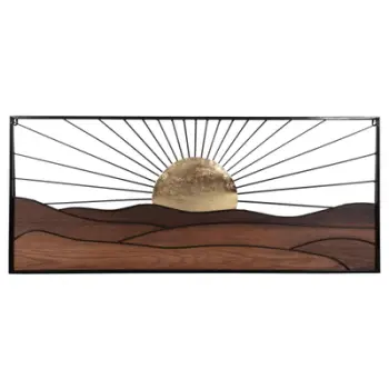 Dekor për mur FH4219 ngjyra druri natyrale-metal i zi 117x3x50H cm