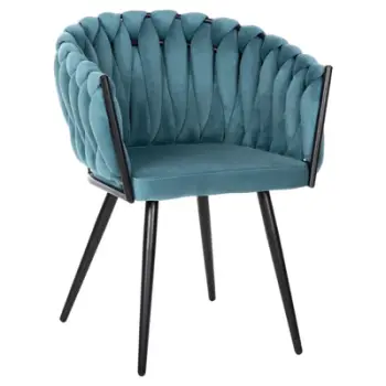 Karrige LUANDA FH8741.05 kadife ngjyrë tyrkiz-me këmbë metalike të zeza 62x54x79Hcm., set prej 2 copë