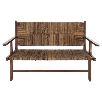 Divan për jashtë 2-vendësh, dru teak, litar banane, 120x76x68,5 cm - 3