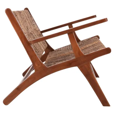 Divan për jashtë 2-vendësh, dru teak, litar banane, 120x76x68,5 cm - 4