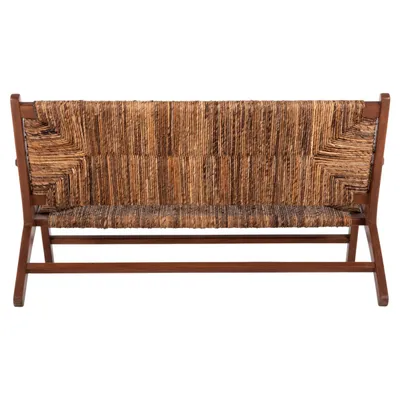 Divan për jashtë 2-vendësh, dru teak, litar banane, 120x76x68,5 cm - 6
