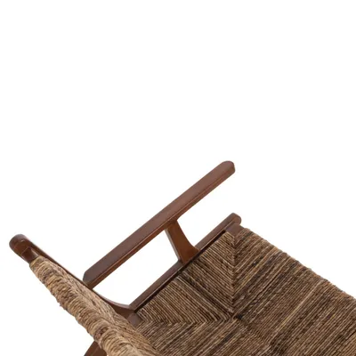 Divan për jashtë 2-vendësh, dru teak, litar banane, 120x76x68,5 cm - 7