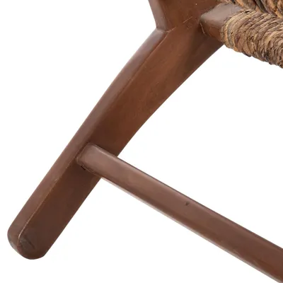 Divan për jashtë 2-vendësh, dru teak, litar banane, 120x76x68,5 cm - 9