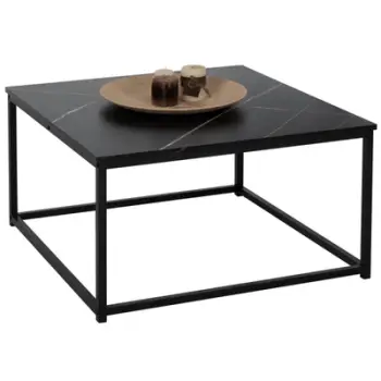 Tavolinë kafeje BRAYLEN FH8942.13 katrore me melaminë pamje mermeri të zi 75x75x43H cm
