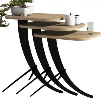 Set tavolinash ndihmëse (3 copë), Hanah Home, Pion - ngjyrë lisi
