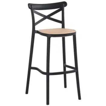 Karrige për bar CONN FH5933.02 polipropileni me mbështetëse, ngjyrë e zezë dhe ndenjëse bezhë, 41x49x102H cm