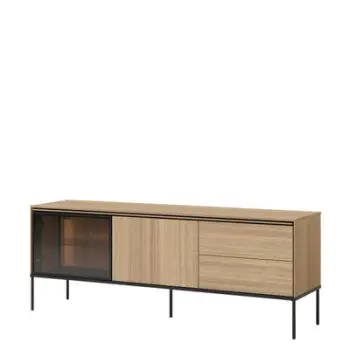 Komodë TV 167 cm me 1 vitrinë dhe 2 sirtarë, me ndriçim VISSO VI-07, kaftë