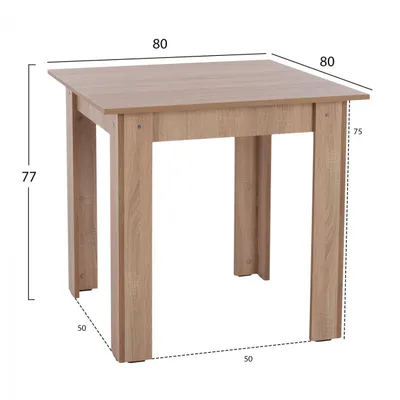 Tavolinë kuzhine KELVIN FH2427.01, ngjyrë lisi Sonama, 80x80x77 cm - 2