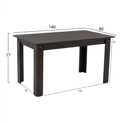 Tavolinë kuzhine Kelvin, ngjyrë wenge, ΗΜ2429.02, 140x80x77 cm - 2