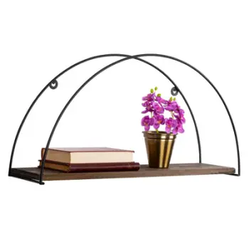 Raft muri prej druri bredhi dhe metali të zi FH9112.01 60x15x30 cm