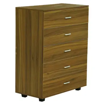 Komodinë me 5 sirtarë, ngjyrë arre, THORG FH8995.02, 80Χ40Χ100H cm