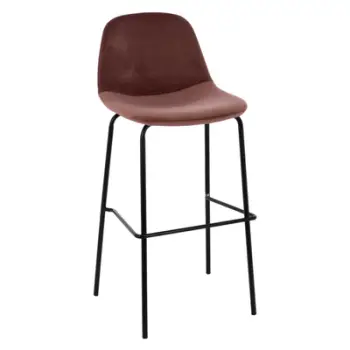 Karrige për bar Vincent, kadife ngjyrë rozë e pluhurosur dhe kornizë metali, FH8579.12, 56.5x47x106 cm, set prej 4 copash