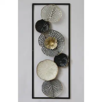 Dekor metalik për mur, FH7169, zi, bardhë, argjend, 28,5x4x74,5 cm