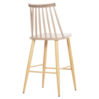 Karrige për bar mesatare VANESSA FH9300.25 ngjyrë kapuçino PP & këmbë metalike ngjyrë druri 45,5x46x97Hcm., set prej 2 copë - 5