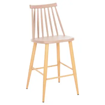 Karrige për bar mesatare VANESSA FH9300.25 ngjyrë kapuçino PP & këmbë metalike ngjyrë druri 45,5x46x97Hcm., set prej 2 copë