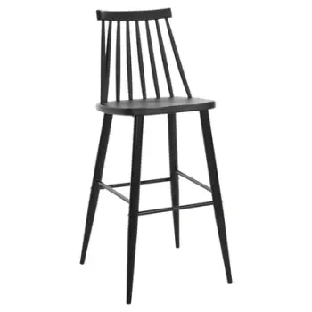 Karrige për bar, vend i lartë, VANESSA FH8459.12, e zezë PP & këmbë metalike të zeza, 47x48,5x107H cm., set prej 2 copë