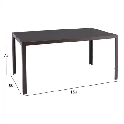 Tavolinë metalike ngjyrë kafe me xham kafe 150x90x75 cm FH5767.02 - 2