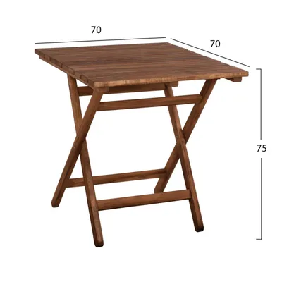Tavolinë regjisori Limnos 70x70x75cm dru i fortë ngjyrë arre FH5648.01 - 2