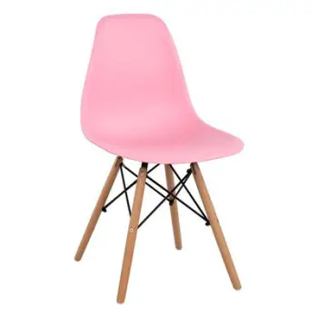 Karrige me këmbë druri dhe ulëse Twist PP rozë FH8460.05 46x50x82 cm, set prej 4 copë