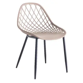 Karrige polipropileni FH9524.03 ngjyrë kapuçino me këmbë metalike të zeza 52x53x82Hcm., set prej 4 copash