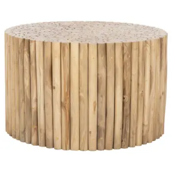 Tavolinë kafeje e rrumbullakët COOTER FH9863 degë TEAK - NATYRALE Φ80x50Hcm