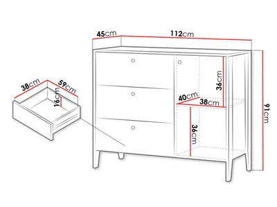 Komodë dhe 3 sirtarë SNUGLY SU-03, bezhë - 4