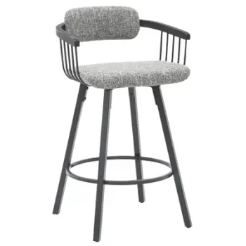 Karrige për bar rrotulluese LANG FH9990.02, kornizë metali e zezë, pëlhurë gri, 51.5x48.5x89.5H cm