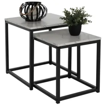 Tavolina anësore GRELAY set 2 copë MDF & metal 45Χ45Χ50Hcm.FH8762.12