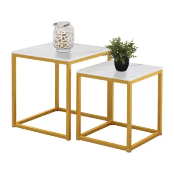Tavolina anësore GRELAY set 2 copë MDF & metal 45Χ45Χ50Hcm.FH8762.11