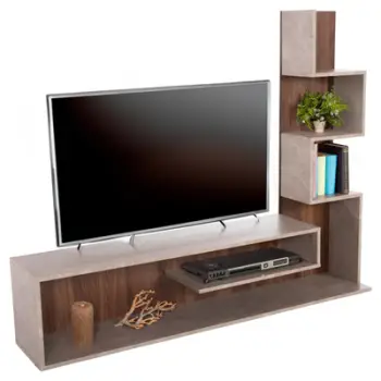Kombinim mobiljesh për TV EDELIE FH8908.14 melaminë me teksturë guri gri-natyrale 150x29.5x120H cm