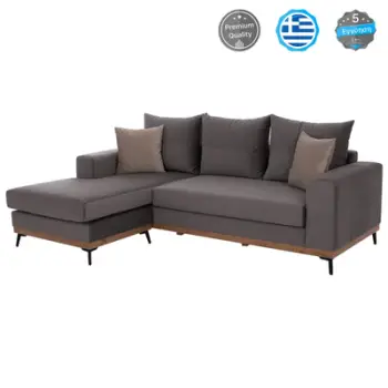 Divan qoshe PORTOFINO, ngjyrë gri, këmbë të larta