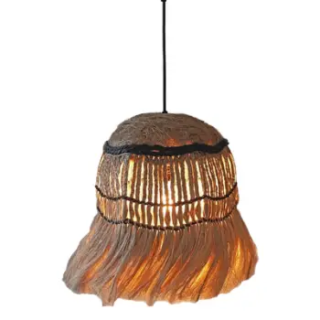 Llambë tavani sferike me thekë, fibra abaca, ngjyrë natyrale, Φ28x32-120Hcm, FH7805