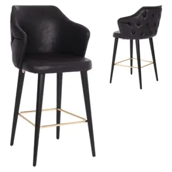 Karrige për bar profesionale FH9281.14, lloj NUBUCK, dru i zi, 50x62x108,5H cm
