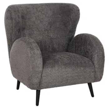 Karrige KRYLY FH9593.01, pëlhurë boucle gri, këmbë druri të zeza, 83x87x89H cm