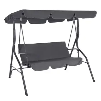 Lëkundëse verande 3-ulëse me mbrojtës dielli Likid 170x110x153Hcm (HM5979.01), gri
