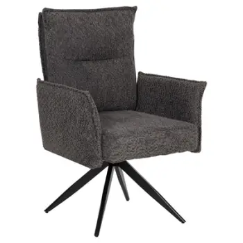 Karrige ngrënieje ZORIN FH9846.03, pëlhurë gri-bazë metalike e zezë, 64x66x94,5H cm., set prej 2 copë