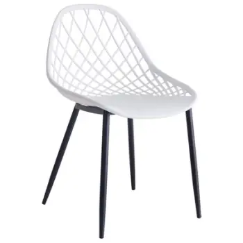 Karrige polipropileni FH9524.01, ngjyrë e bardhë, këmbë metalike të zeza, 52x53x82H cm., set prej 4 copë