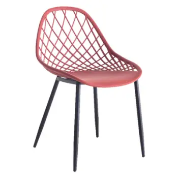 Karrige polipropileni FH9524.06, ngjyrë e kuqe, këmbë metali të zeza, 52x53x82H cm, set prej 4 copë