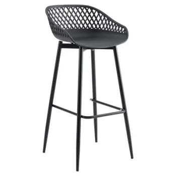 Karrige për bar FH8686.12, polipropilen dhe këmbë metali të zeza, 45x45x97H cm, set prej 2 copë