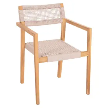 Karrige CHARLOTTE FH9637.07 dru TEAK natyral & litar bezhë 58x61x81Hcm