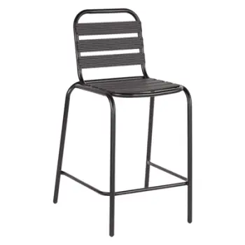 Karrige për bar mesatare LAURA FH6065.03 kornizë metalike dhe alumini në të zezë 58x58x100Hcm