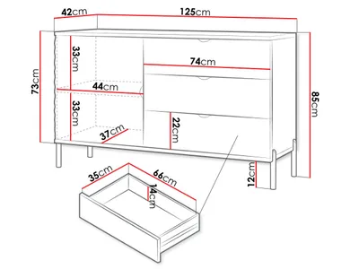 Komodë Fetroso 1D3SZ (125 x 85 x 42) - 7